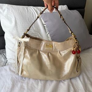 Coach Shimmering Cream Shoulder Bag